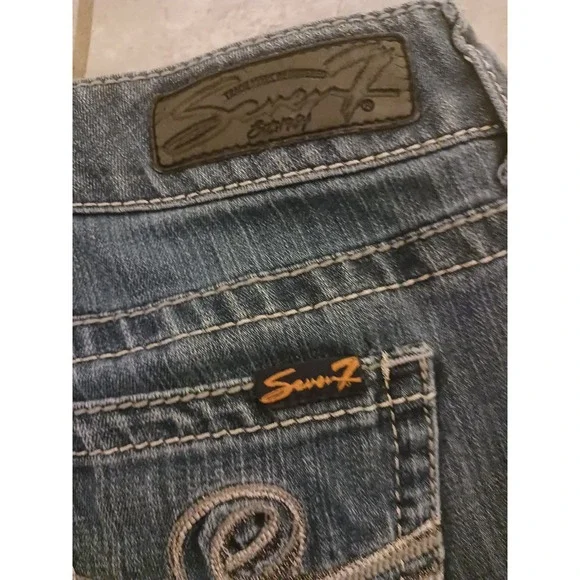 Seven7 Barney Womens Bootcut Jeans Medium Wash Contrast Stitch Denim Size 26 - Picture 1 of 8